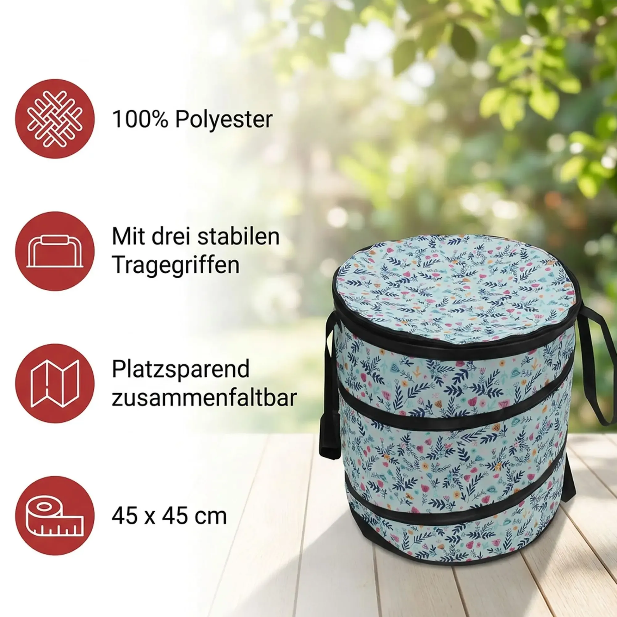Gartendeko|Beetbegrenzung & Zäune|Frank Handels GmbH & Co. KG Pop-up-Laubsammler "Floral"