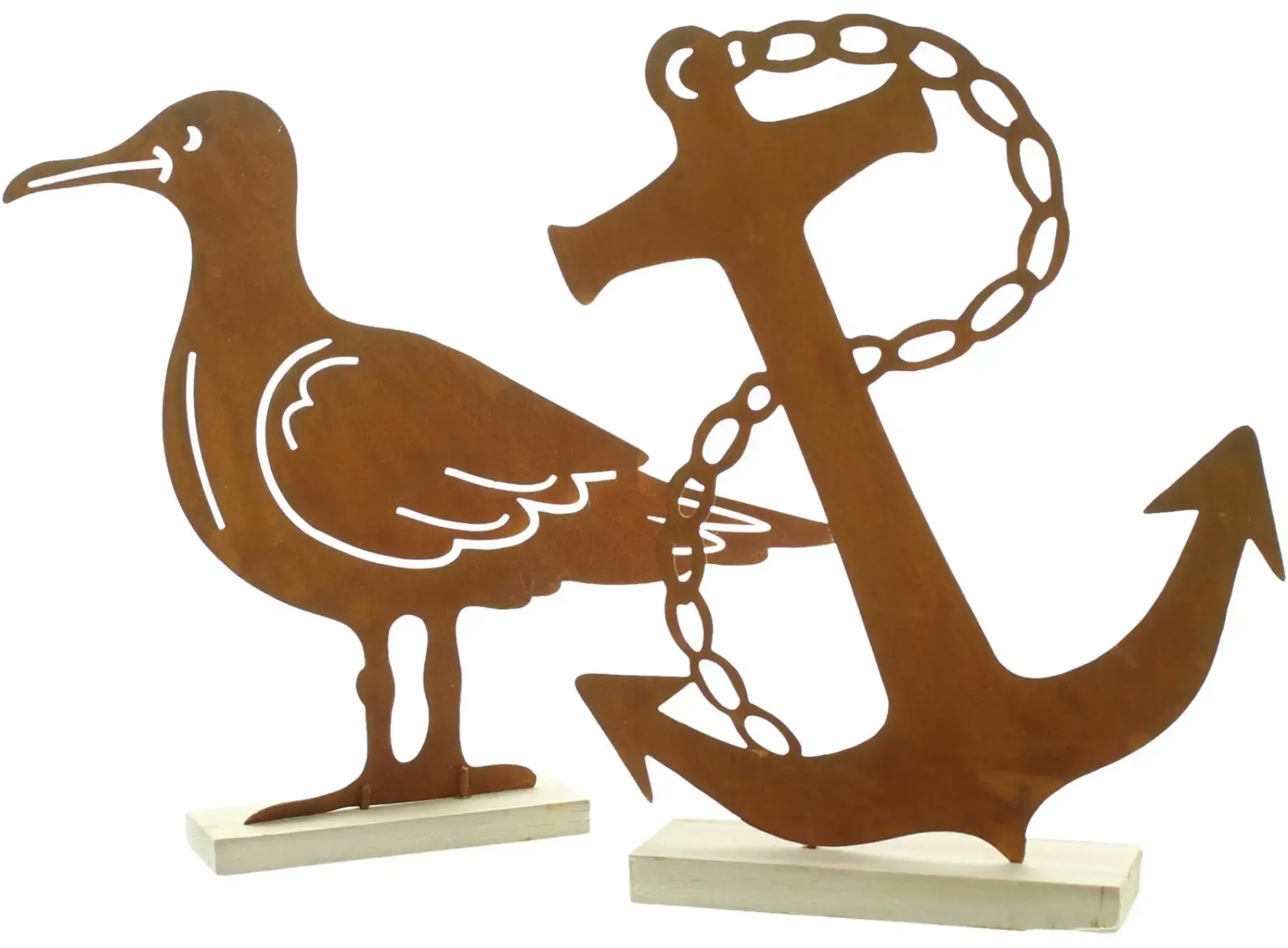 Dekofiguren|Frank Handels GmbH & Co. KG Rostdeko "Anker & Möwe", 2er Set