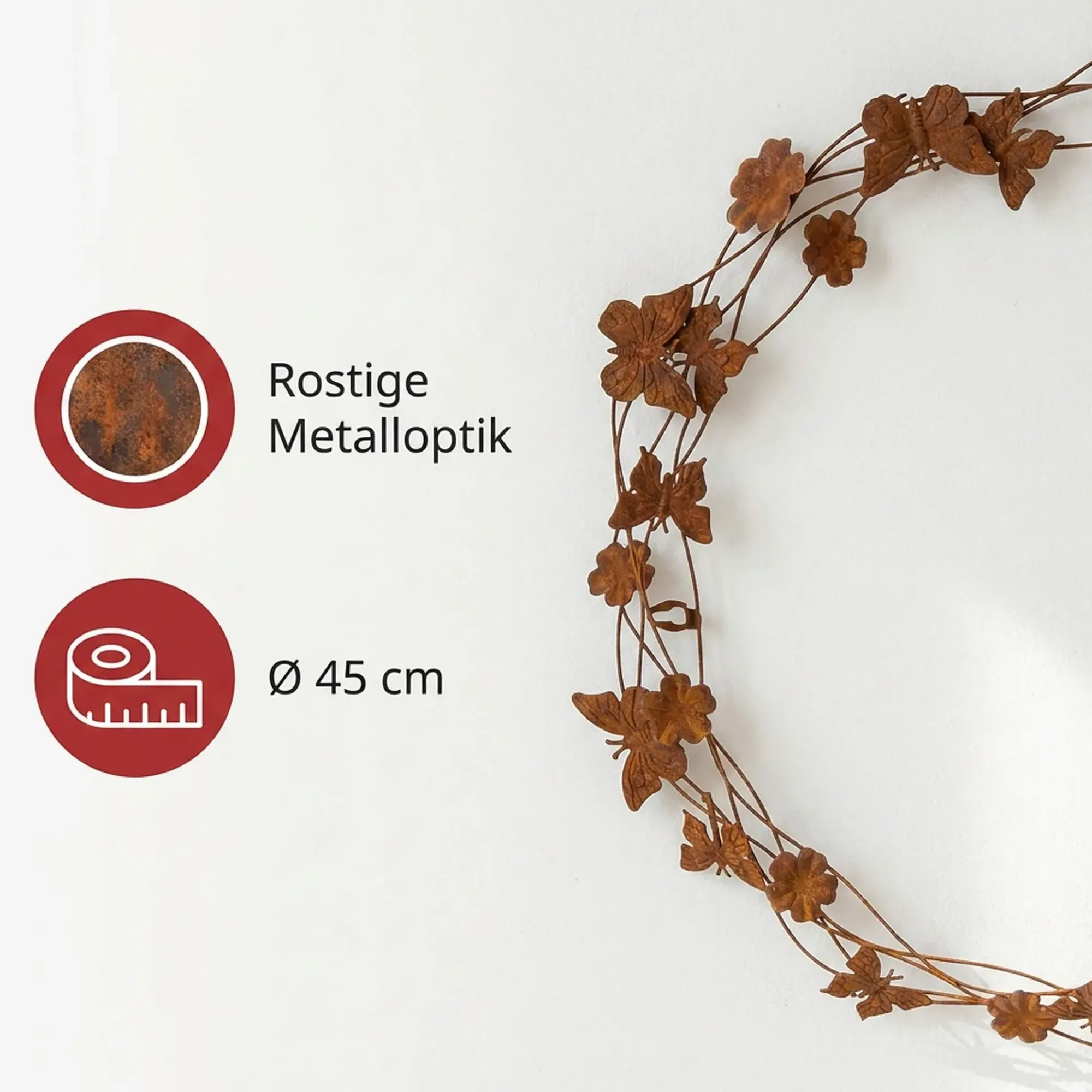 Kränze|Kränze|Frank Handels GmbH & Co. KG Rostkranz "Blumen und Schmetterlinge"