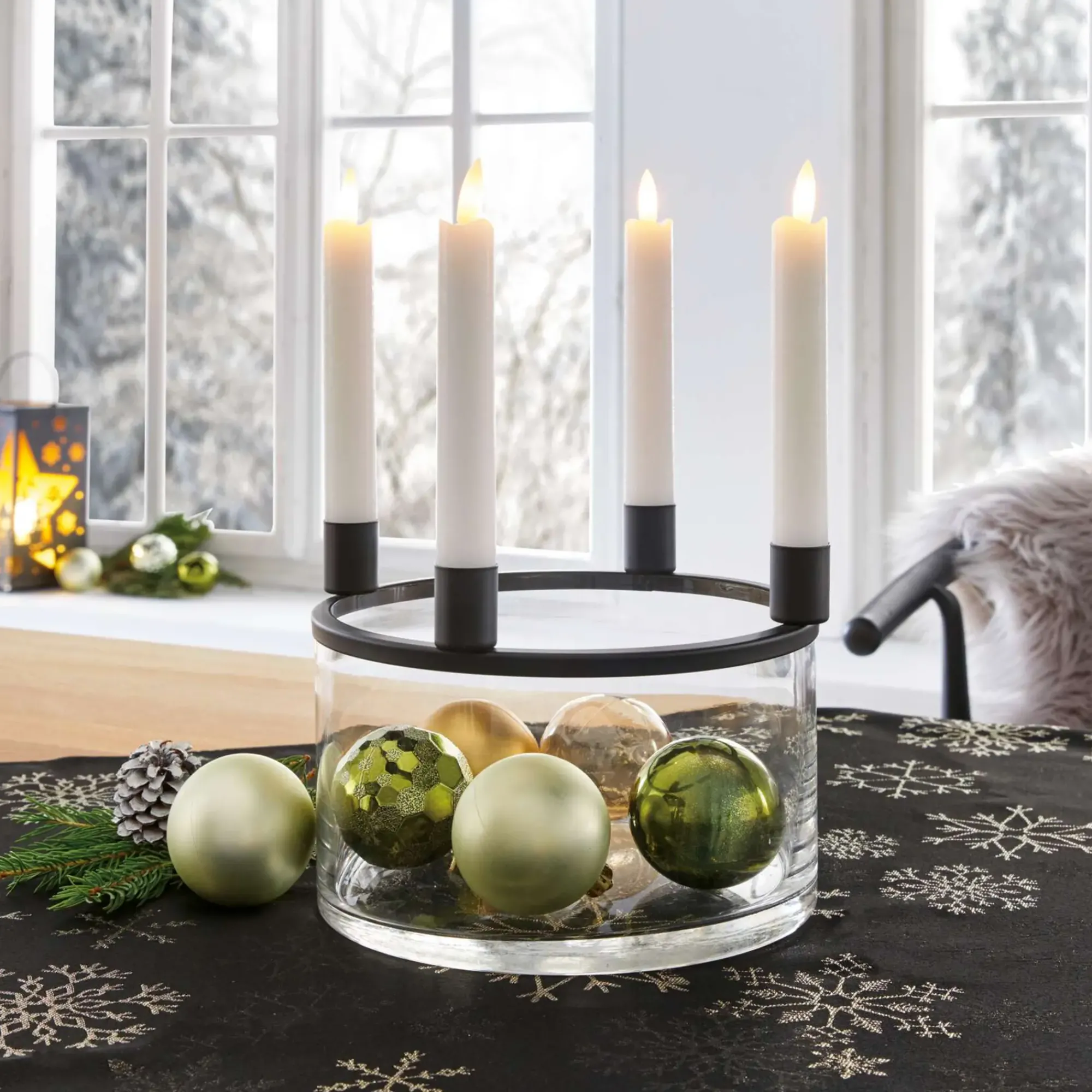 Herbstliche Dekoschalen|Weihnachtslichter|Frank Handels GmbH & Co. KG Schale "Clear" mit Stabkerzenhalter