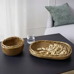 Herbstliche Dekoschalen|Dekoschalen & -Etageren|Frank Handels GmbH & Co. KG Schale "Flechtrand", oval