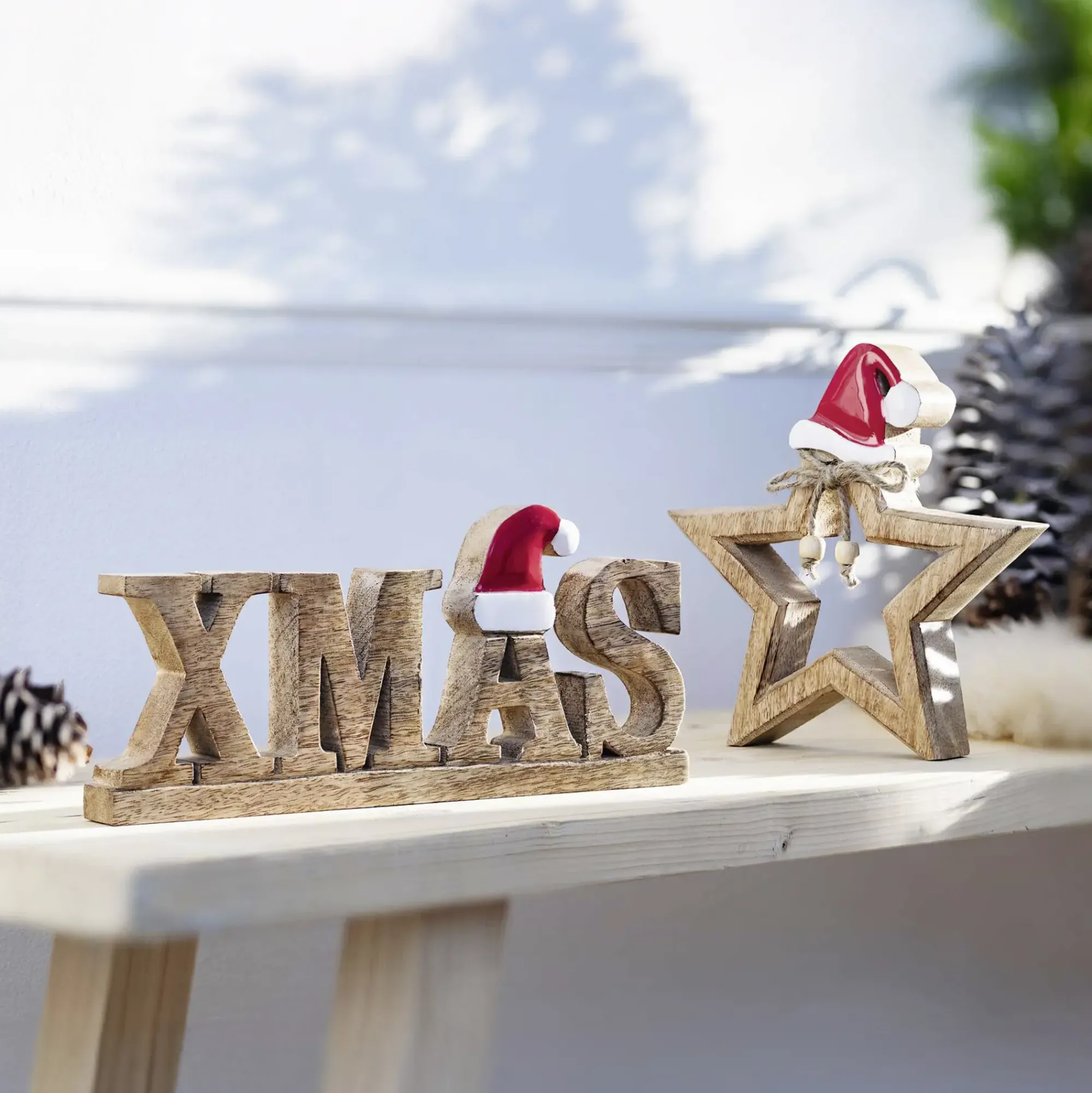 Weihnachtliche Dekofiguren|Sterne|Frank Handels GmbH & Co. KG Schriftzug "XMAS" mit Zipfelmütze