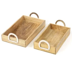 Dekoschalen & -Etageren|Chalet & Hütte|Frank Handels GmbH & Co. KG Serviertablett "Mangoholz", 2er Set