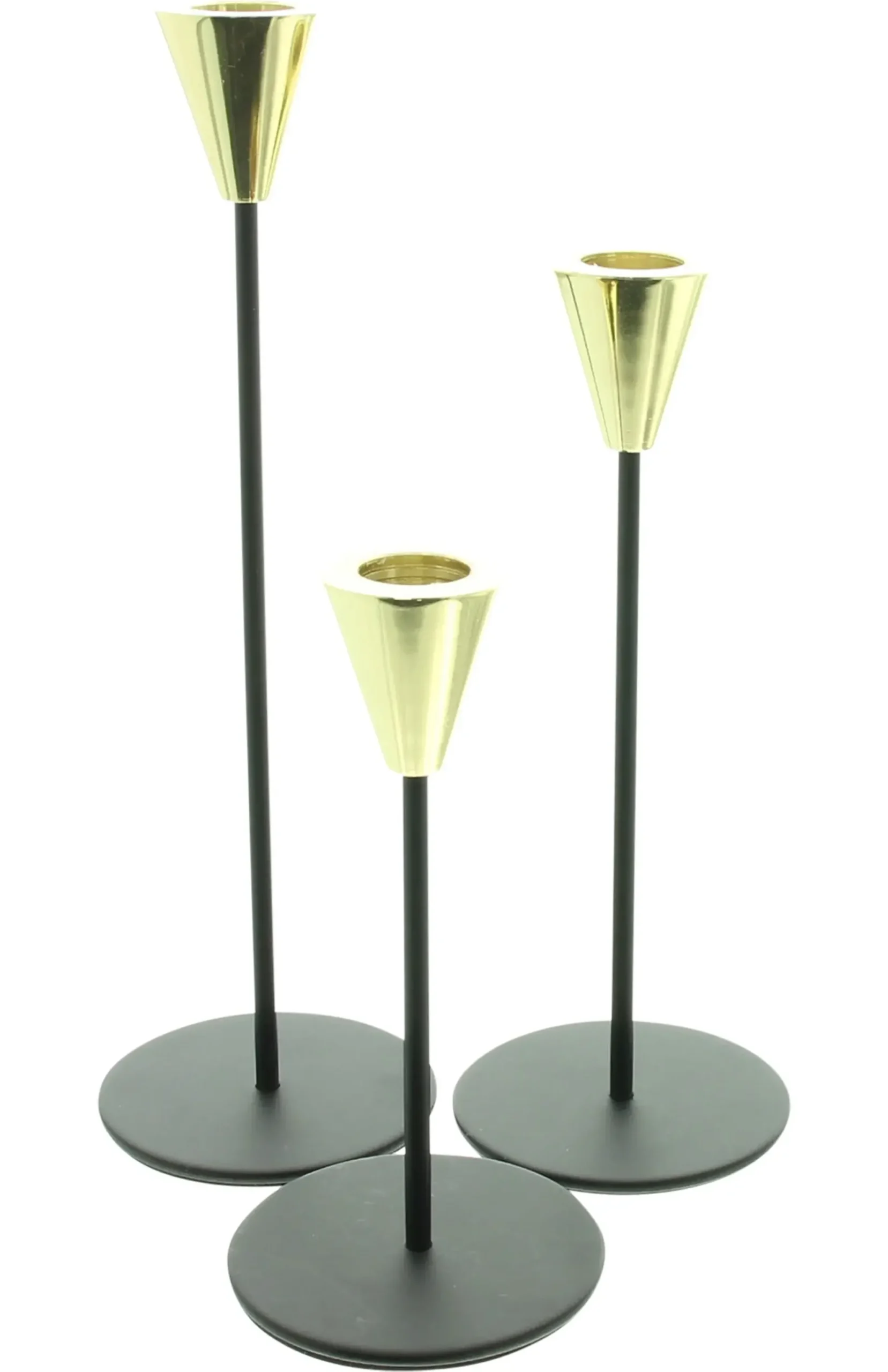 Kerzenhalter|Weihnachtslichter|Frank Handels GmbH & Co. KG Stabkerzenhalter "Schwarz & Gold", 3er Set