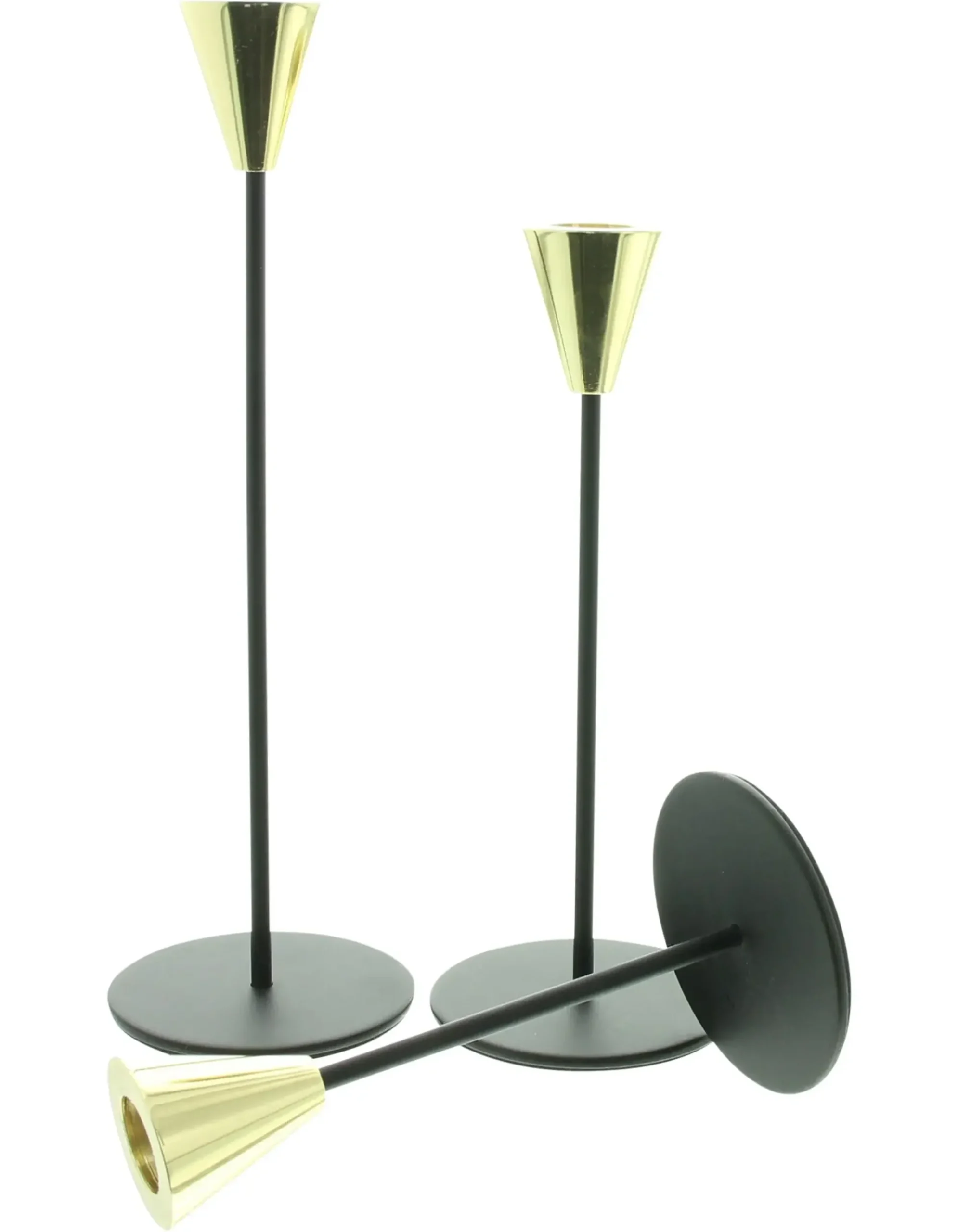 Kerzenhalter|Weihnachtslichter|Frank Handels GmbH & Co. KG Stabkerzenhalter "Schwarz & Gold", 3er Set