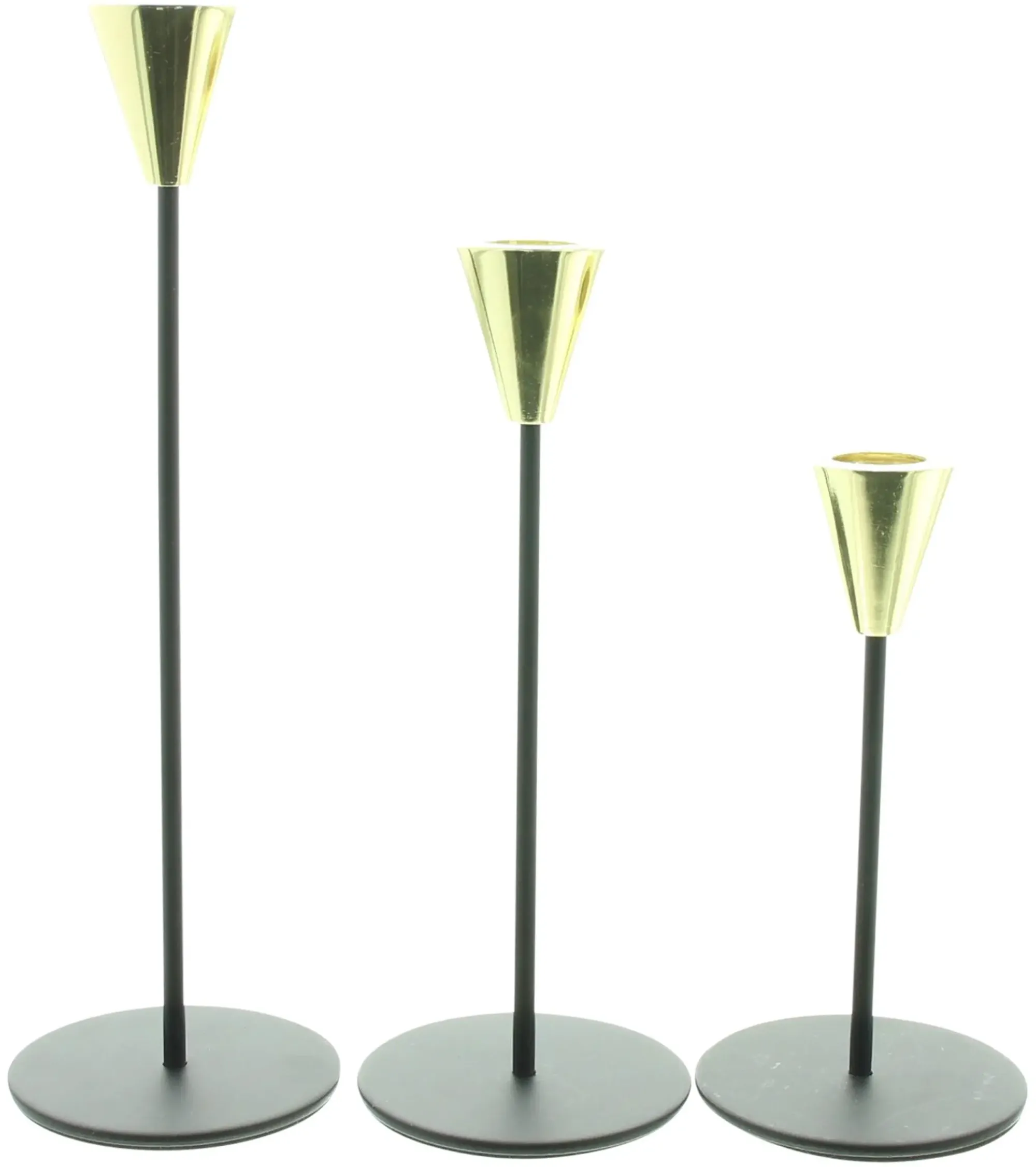 Kerzenhalter|Weihnachtslichter|Frank Handels GmbH & Co. KG Stabkerzenhalter "Schwarz & Gold", 3er Set