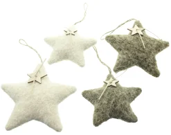 Dekohänger|Baumschmuck|Frank Handels GmbH & Co. KG Stern "Beige & Braun", 4er Set