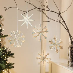 Dekohänger|Baumschmuck|Frank Handels GmbH & Co. KG Strohstern "Eisblau", 18er Set