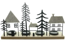 Weihnachtslichter|Frank Handels GmbH & Co. KG Teelichtboard "Tannen & Häuser"