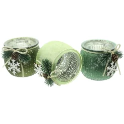 Weihnachtslichter|Frank Handels GmbH & Co. KG Teelichthalter "Green Shades", 3er Set