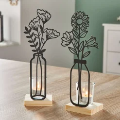 Teelichthalter|Frank Handels GmbH & Co. KG Teelichthalter "Metallblumen", 2er Set