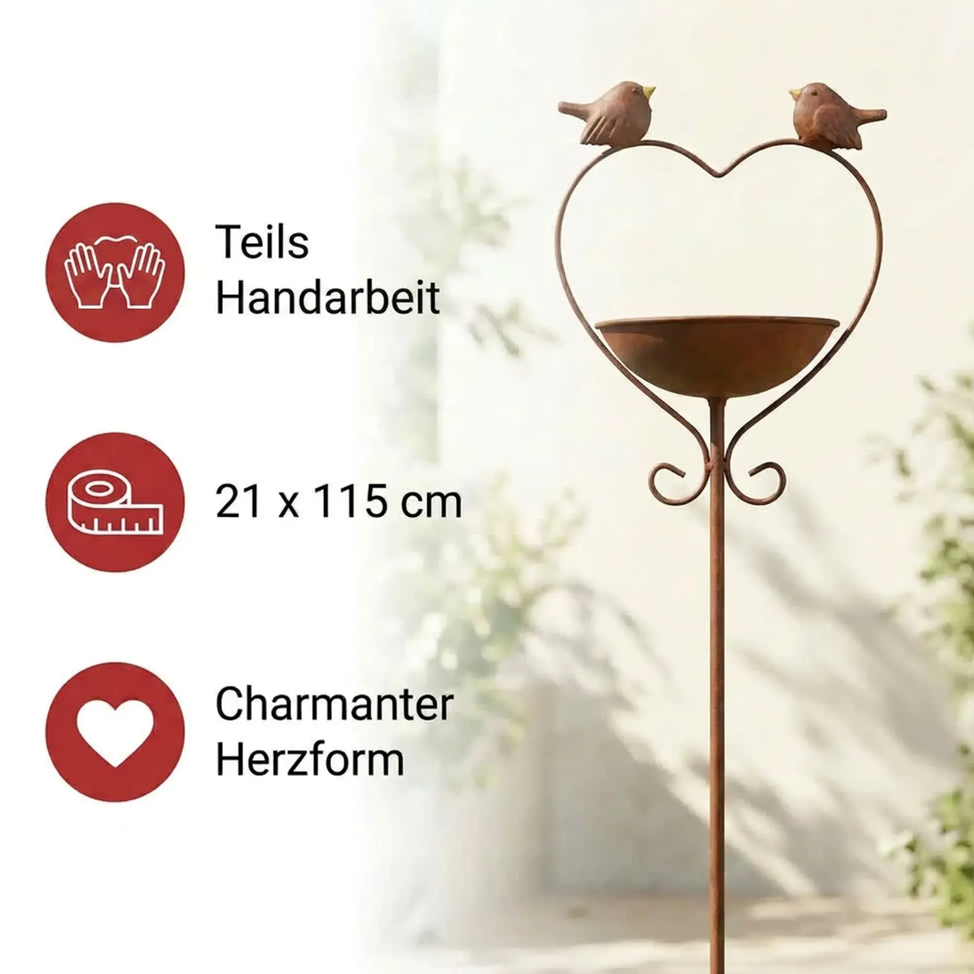 Herbstgarten|Gartenstecker|Frank Handels GmbH & Co. KG Vogeltränke "Herz"