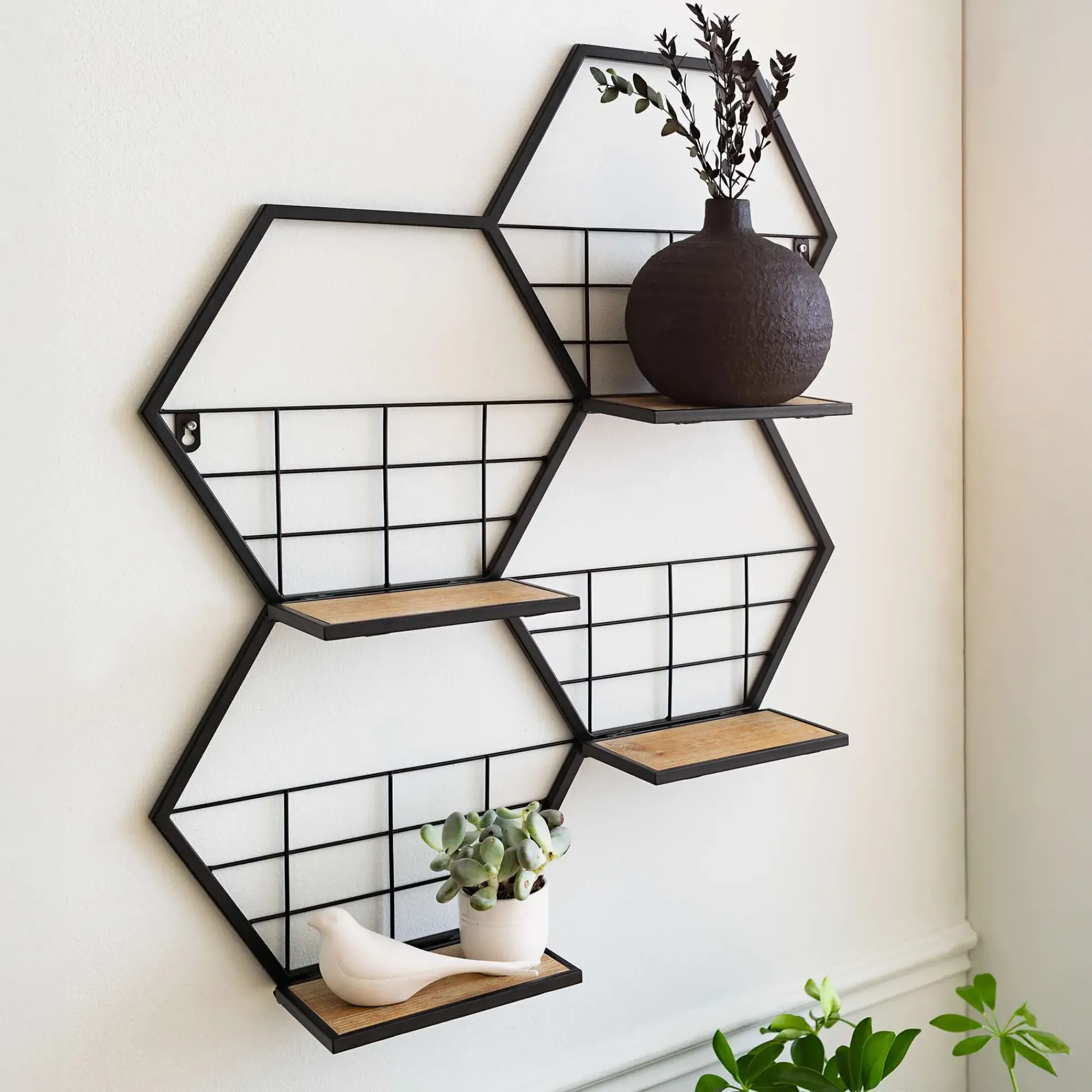 Regale|Wohnzimmer|Frank Handels GmbH & Co. KG Wandregal "Hexagon"