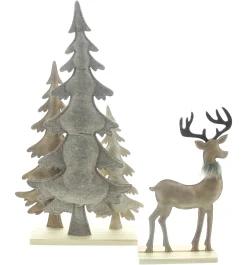 Weihnachtliche Dekofiguren|Tannenbäume|Frank Handels GmbH & Co. KG Weihnachtsdeko "Rentier & Tannen", 2er Set