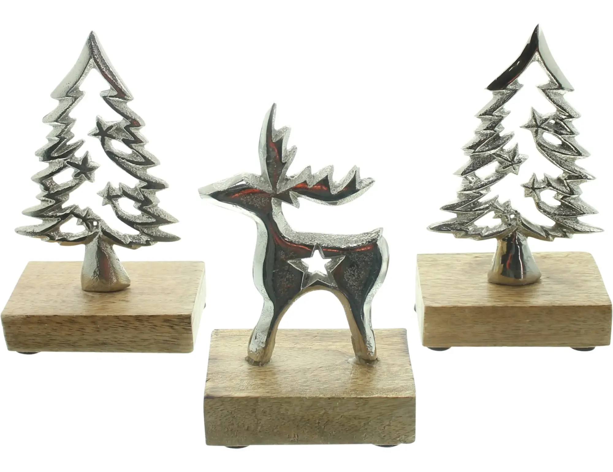 Weihnachtliche Dekofiguren|Tannenbäume|Frank Handels GmbH & Co. KG Weihnachtsdeko "Tannen & Rentier", 3er Set