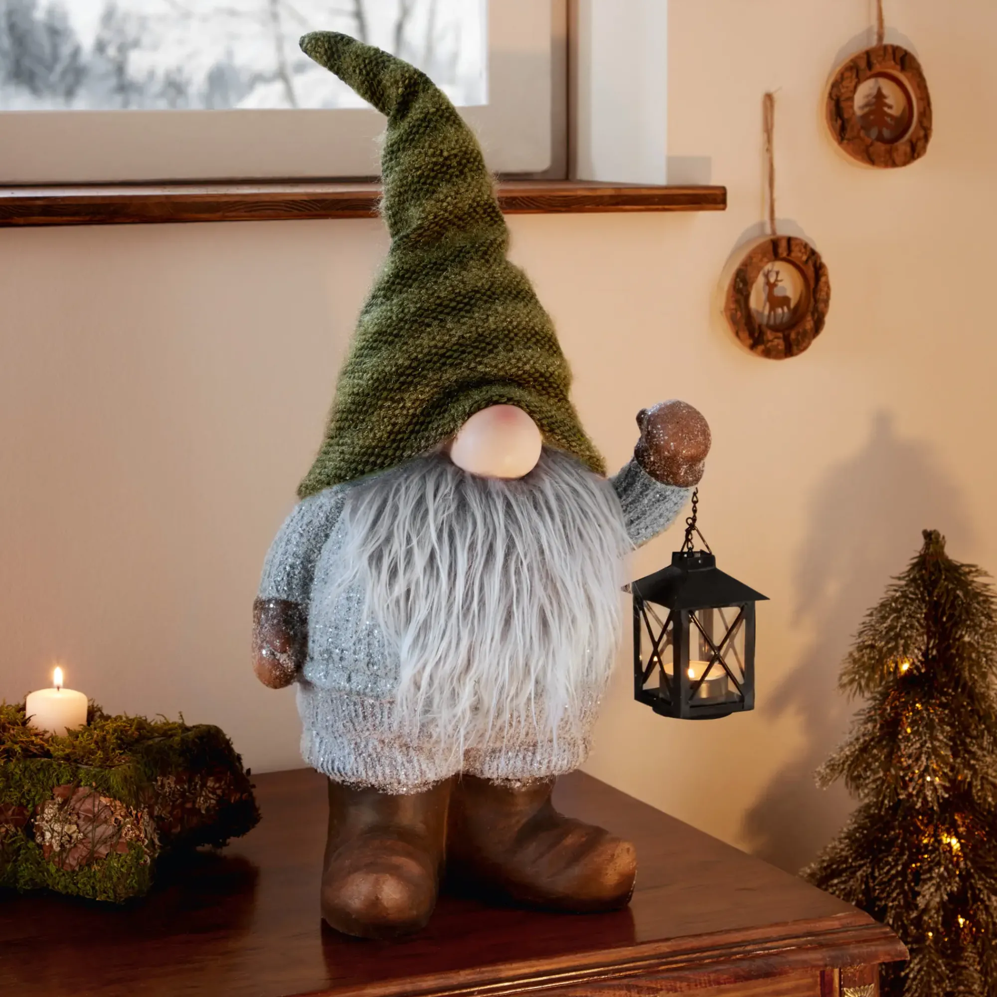 Weihnachtliche Dekofiguren|Herbstliche Dekofiguren|Frank Handels GmbH & Co. KG Wichtel "Laterne", groß