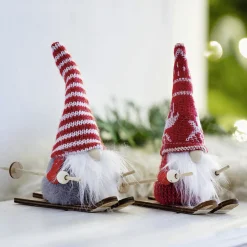 Weihnachtliche Dekofiguren|Frank Handels GmbH & Co. KG Wichtel "Ski-Tour", 2er Set