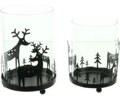 Weihnachtslichter|Frank Handels GmbH & Co. KG Windlicht "Rentier im Wald", 2er Set