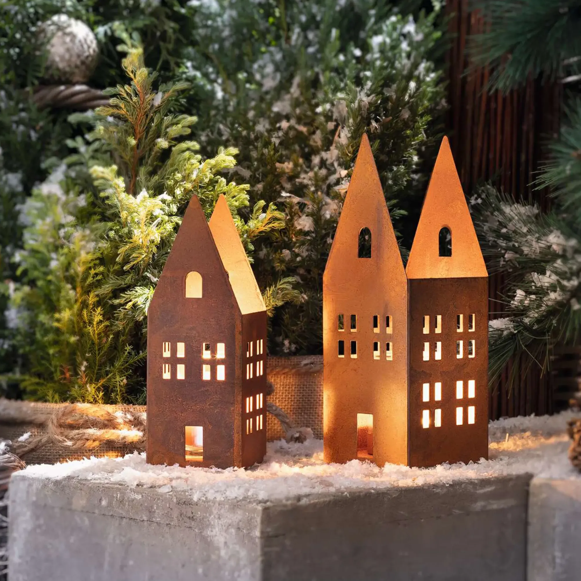 Windlichter|Weihnachtliche Gartendeko|Frank Handels GmbH & Co. KG Windlicht "Rostoptik", 2er Set