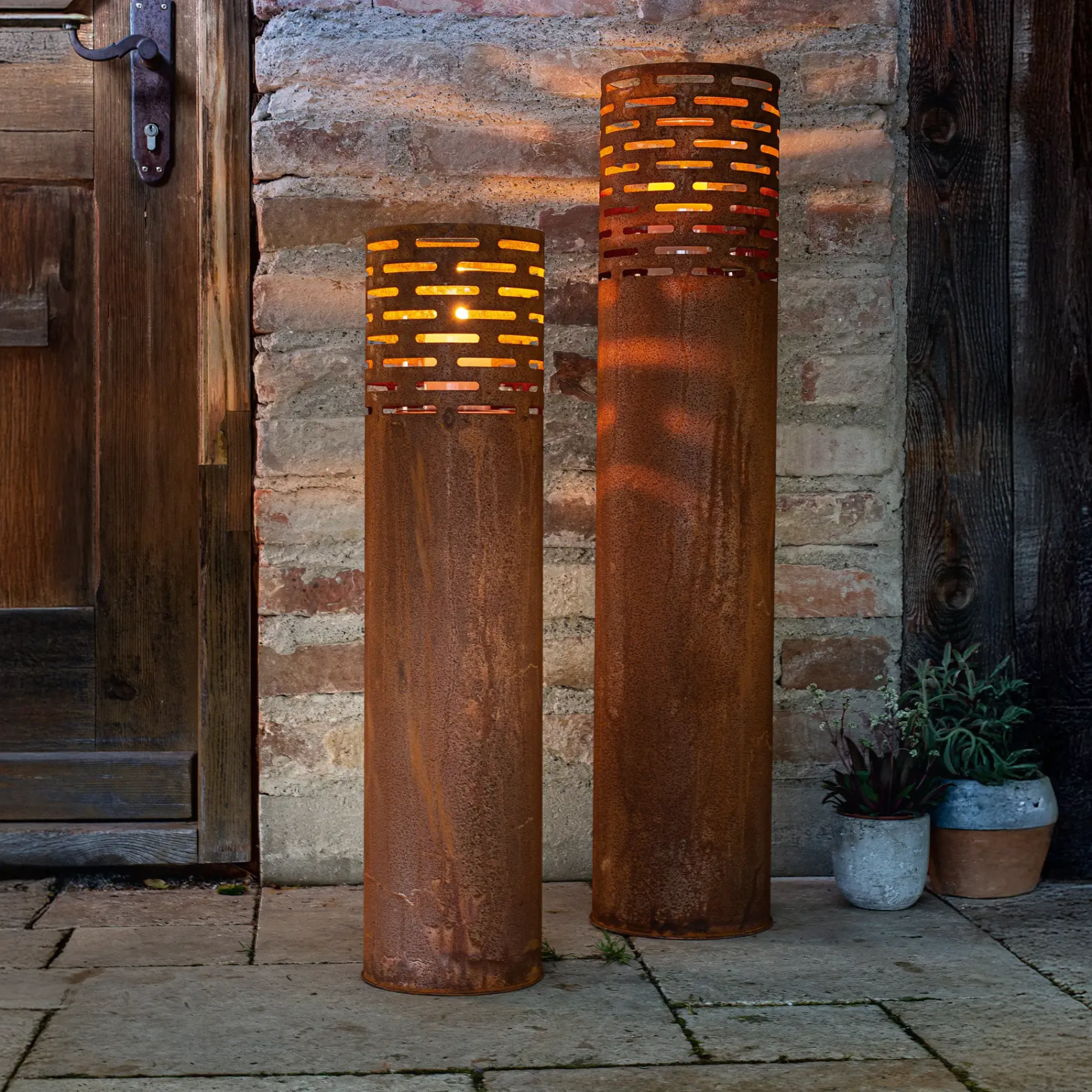 Dekosäulen|Windlichter|Frank Handels GmbH & Co. KG Windlicht "Rost-Säule", 2er Set