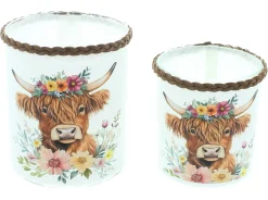 Windlichter|Chalet & Hütte|Frank Handels GmbH & Co. KG Windlicht "Stier mit Blumenkranz", 2er Set