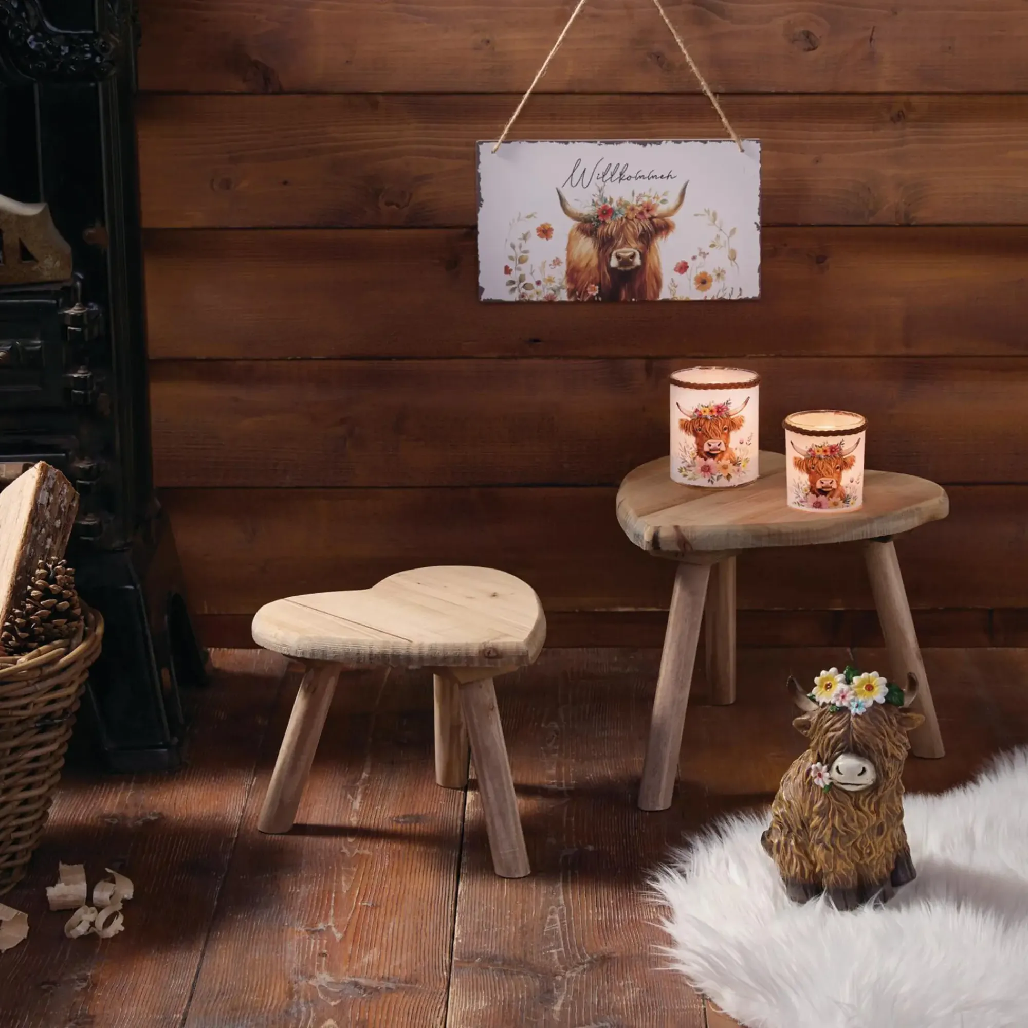 Windlichter|Chalet & Hütte|Frank Handels GmbH & Co. KG Windlicht "Stier mit Blumenkranz", 2er Set