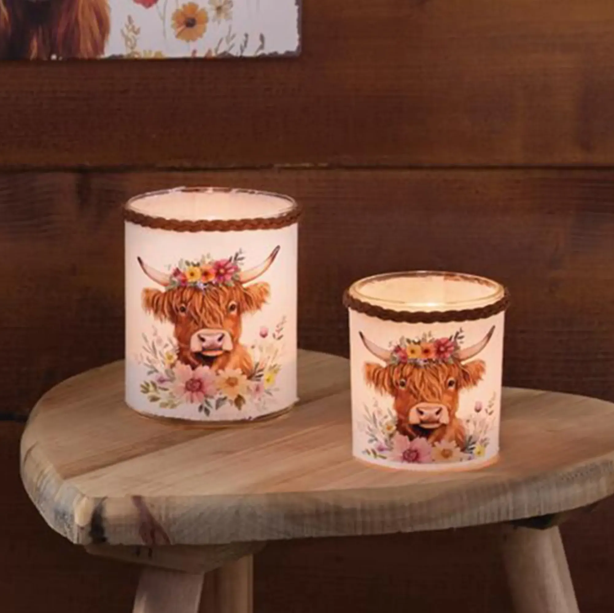 Windlichter|Chalet & Hütte|Frank Handels GmbH & Co. KG Windlicht "Stier mit Blumenkranz", 2er Set