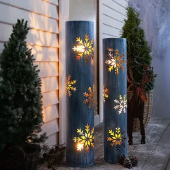 Weihnachtslichter|Frank Handels GmbH & Co. KG Windlichtsäule "Schneeflocke", 2er Set