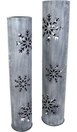 Weihnachtslichter|Frank Handels GmbH & Co. KG Windlichtsäule "Schneeflocke", 2er Set