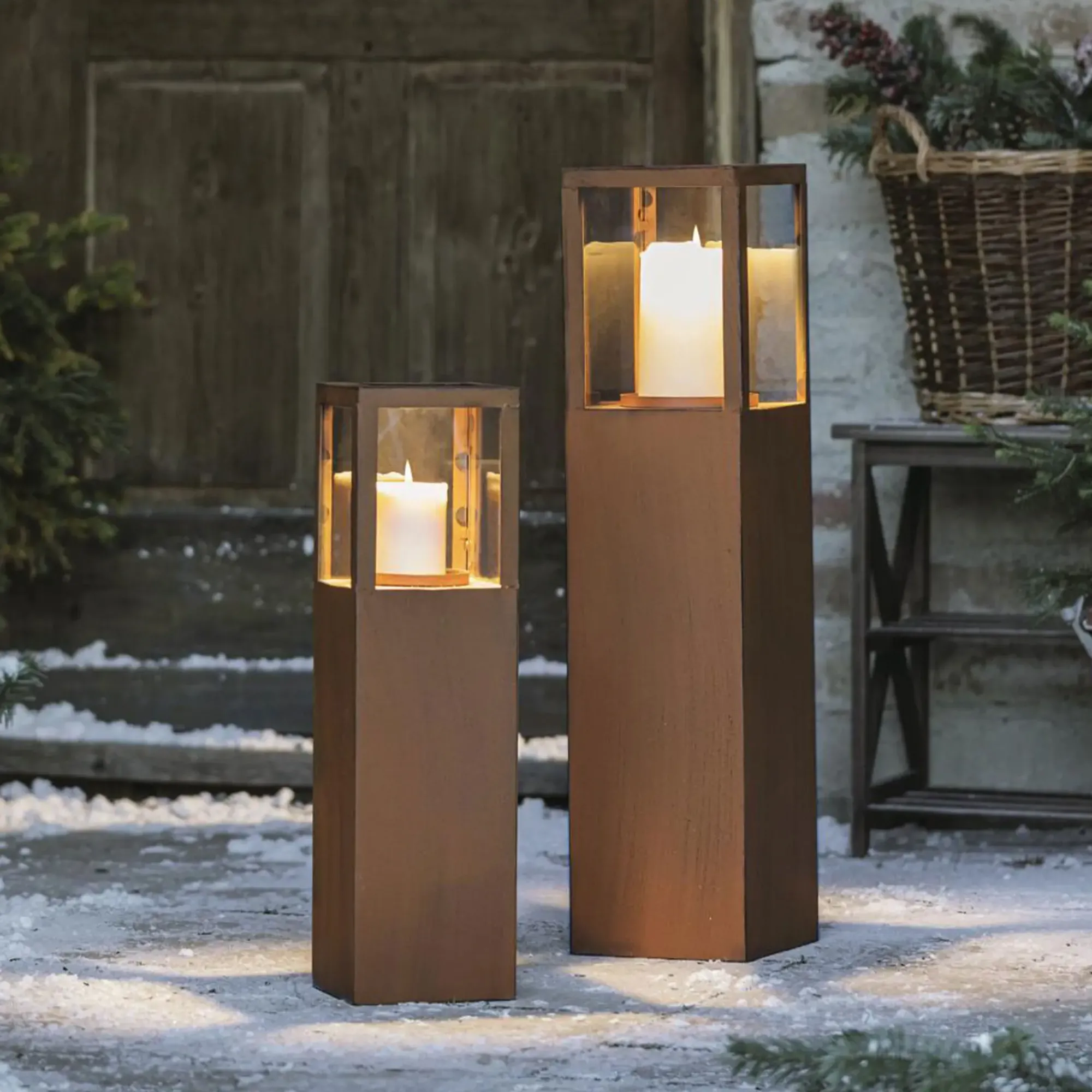 Herbstgarten|Windlichter|Frank Handels GmbH & Co. KG Windlichtsäule "Trend", 2er Set